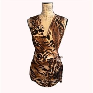 Y2K Cache Cheetah Wrap Top - XS
